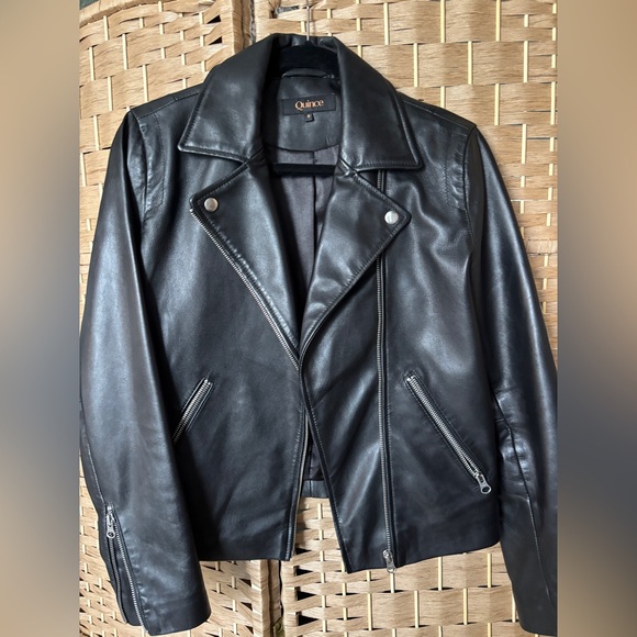 Quince Jackets & Blazers - Quince Classic Black Leather Jacket